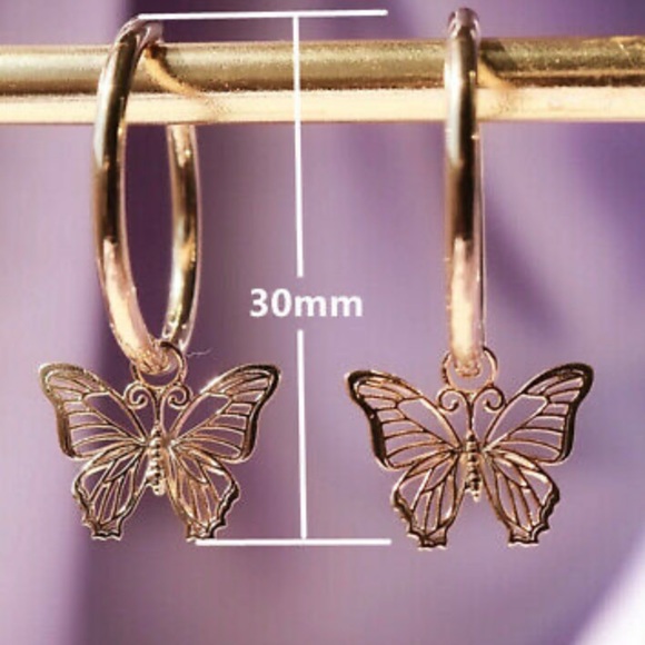 NEW 14k Rose Gold Plated Butterfly 🦋 Earrings - Picture 2 of 4